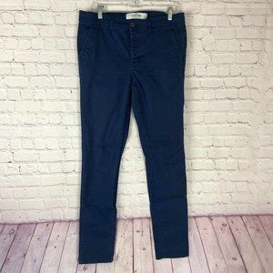 Topman Men's Strech Skinny Navy Blue Khakis. Size: 34 x 34